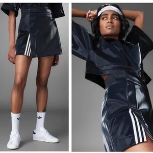 NWT $180 adidas Blue Version High Shine Skirt Black Small